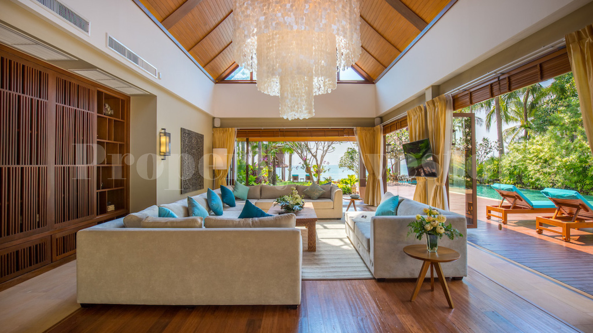 Tropical 5 Bedroom Luxury Thai Style Beach Villa for Sale in Samui