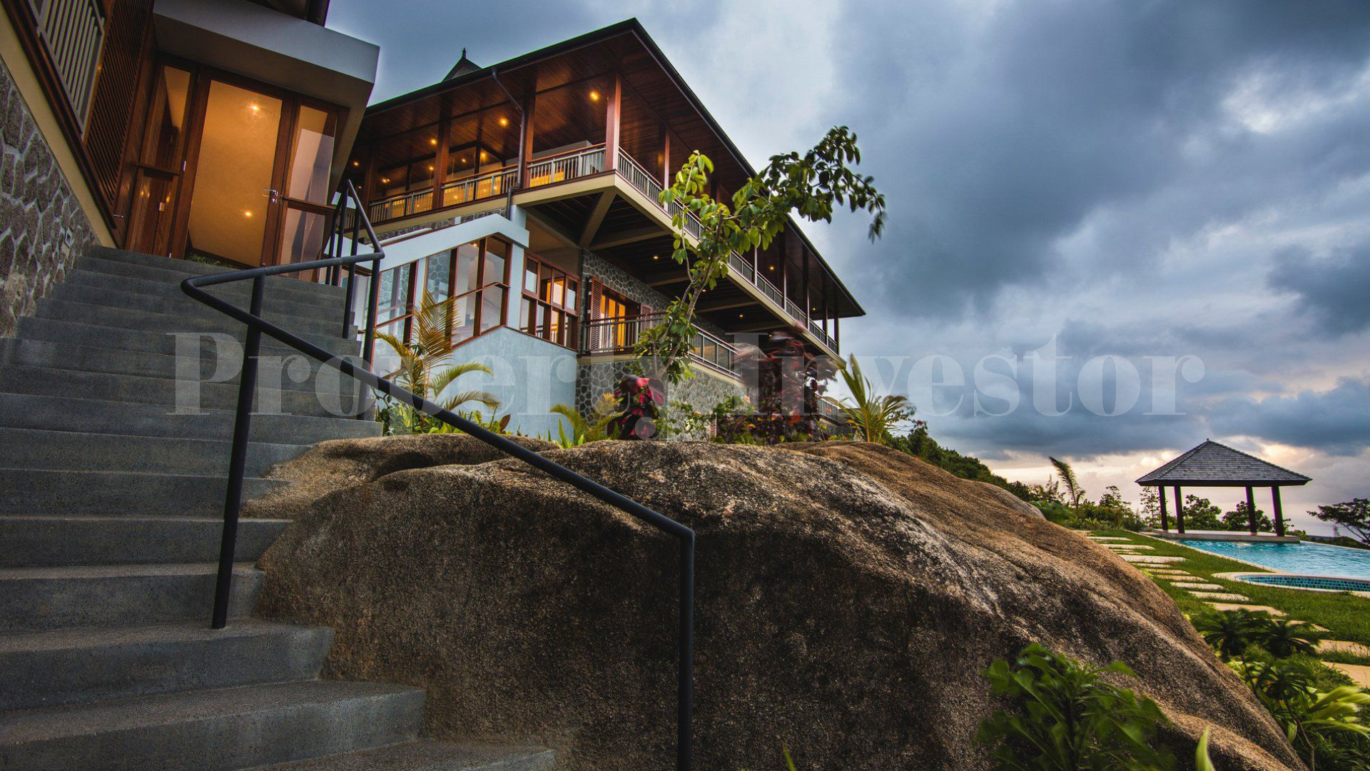 Stunning 6 Bedroom Contemporary Luxury Tropical Hilltop Villa with Breathtaking Ocean Views for Sale in Mahé, Seychelles