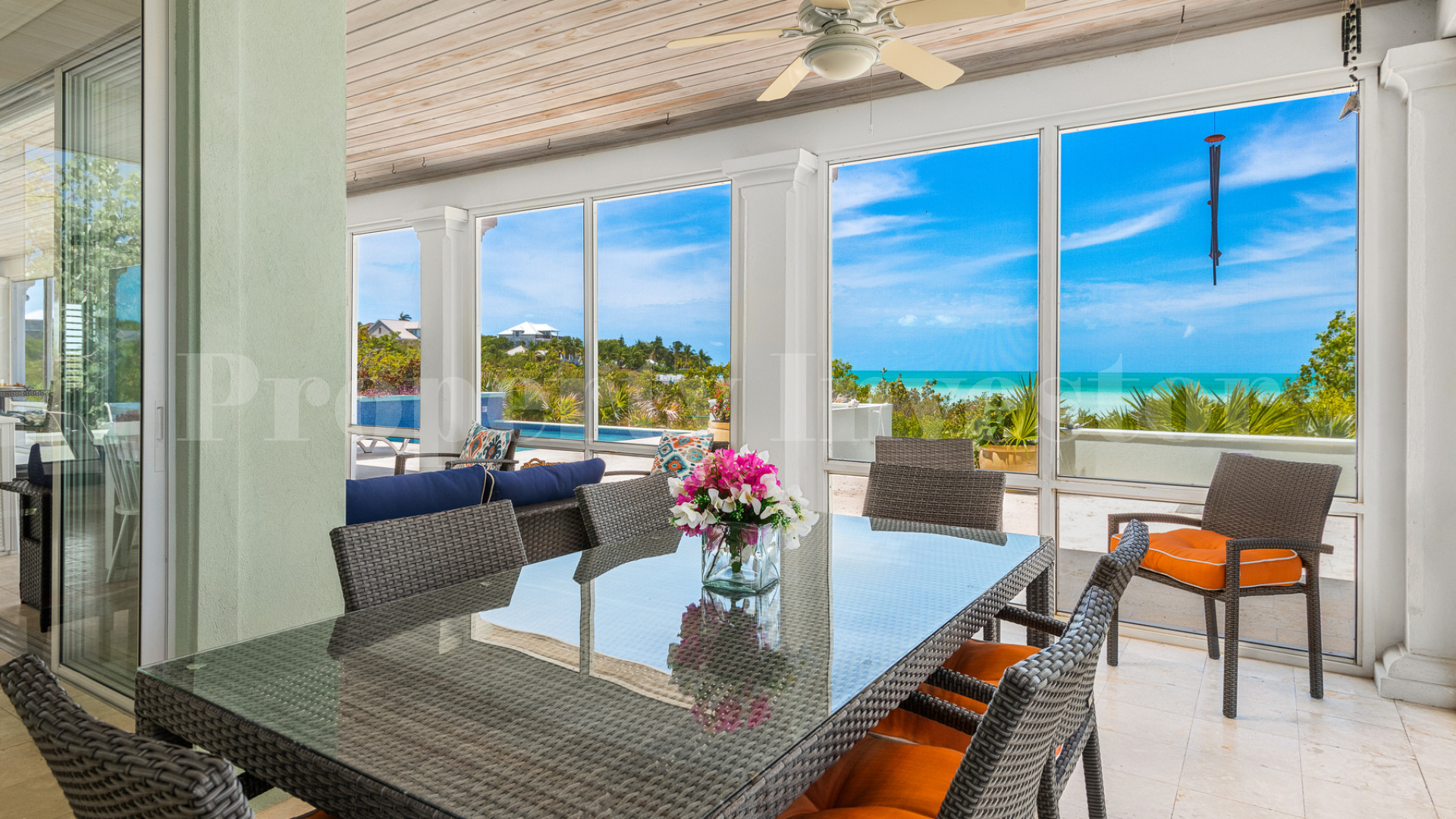 Fantastic 4 Bedroom Cape Cod Style Luxury Beach House for Sale  on Taylor Bay Beach, Turks & Caicos